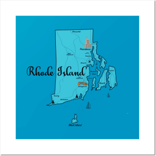 Rhode Island Ocean State- Map Posters and Art